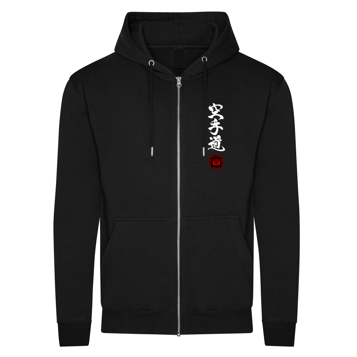 Red Tiger Karate - Kicking Tiger: Full Zip Hoodie (All Sizes) - Black