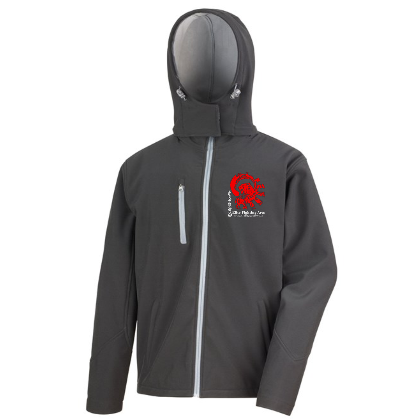 Elite Fighting Arts - Adult Hooded Softshell Jacket (Embroidered Badge)