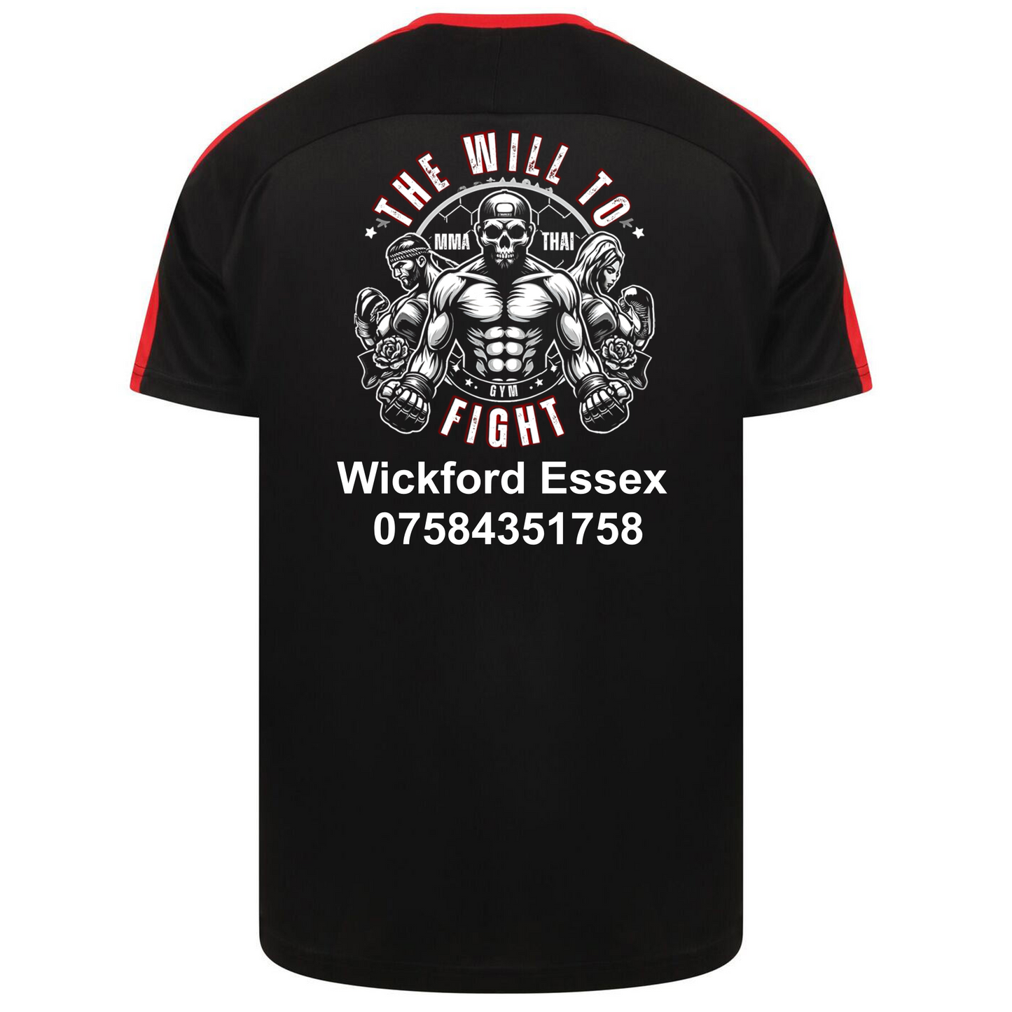 The Will To Fight - Black & Red Sports Tee (All Sizes)