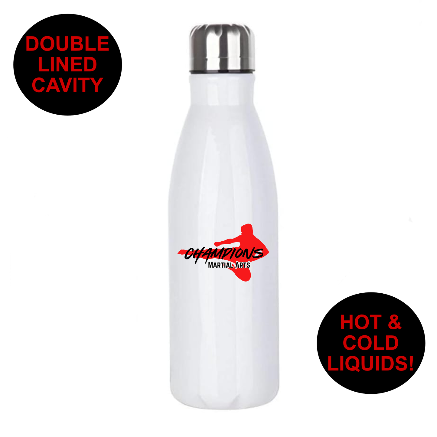 Champions MA - Premium Stainless Steel 650ml Water Bottle