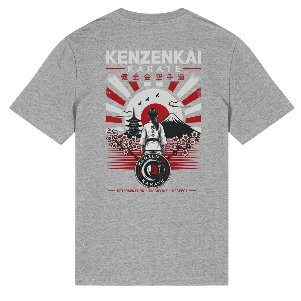 Heather grey Kenzenkai cotton tee female-design back