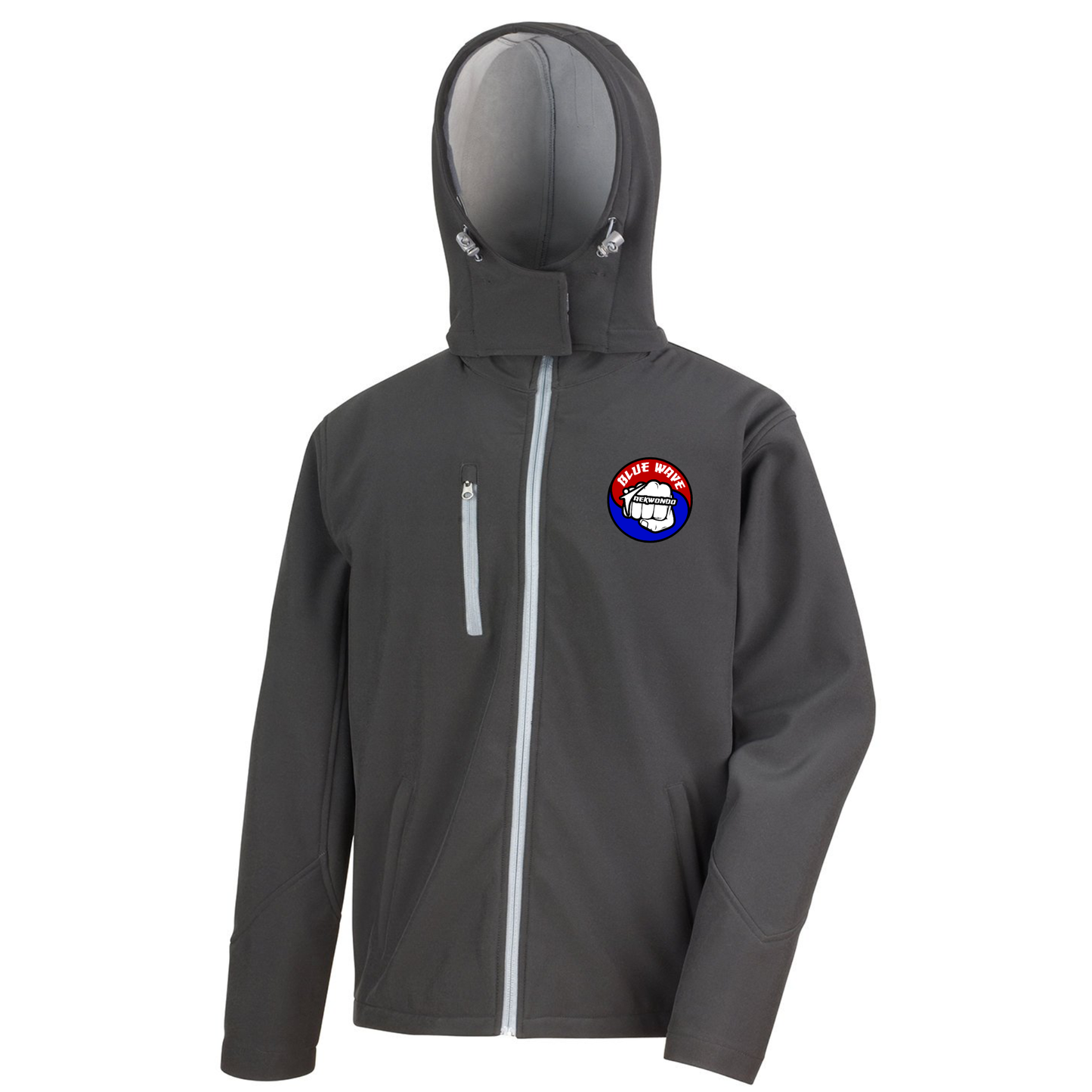 Blue Wave Taekwondo - Hooded Softshell Rain Jacket (All Sizes & Colours)