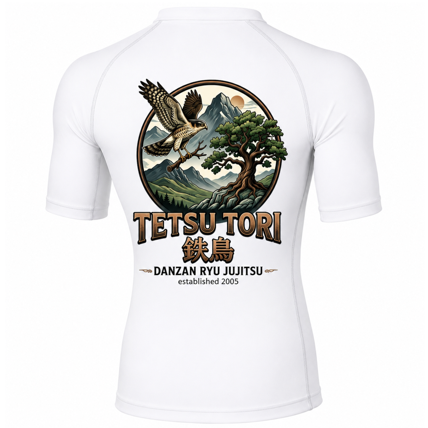 Tetsu Tori Ju-Jitsu - White Short Sleeved Compression Top (All Sizes & Designs)