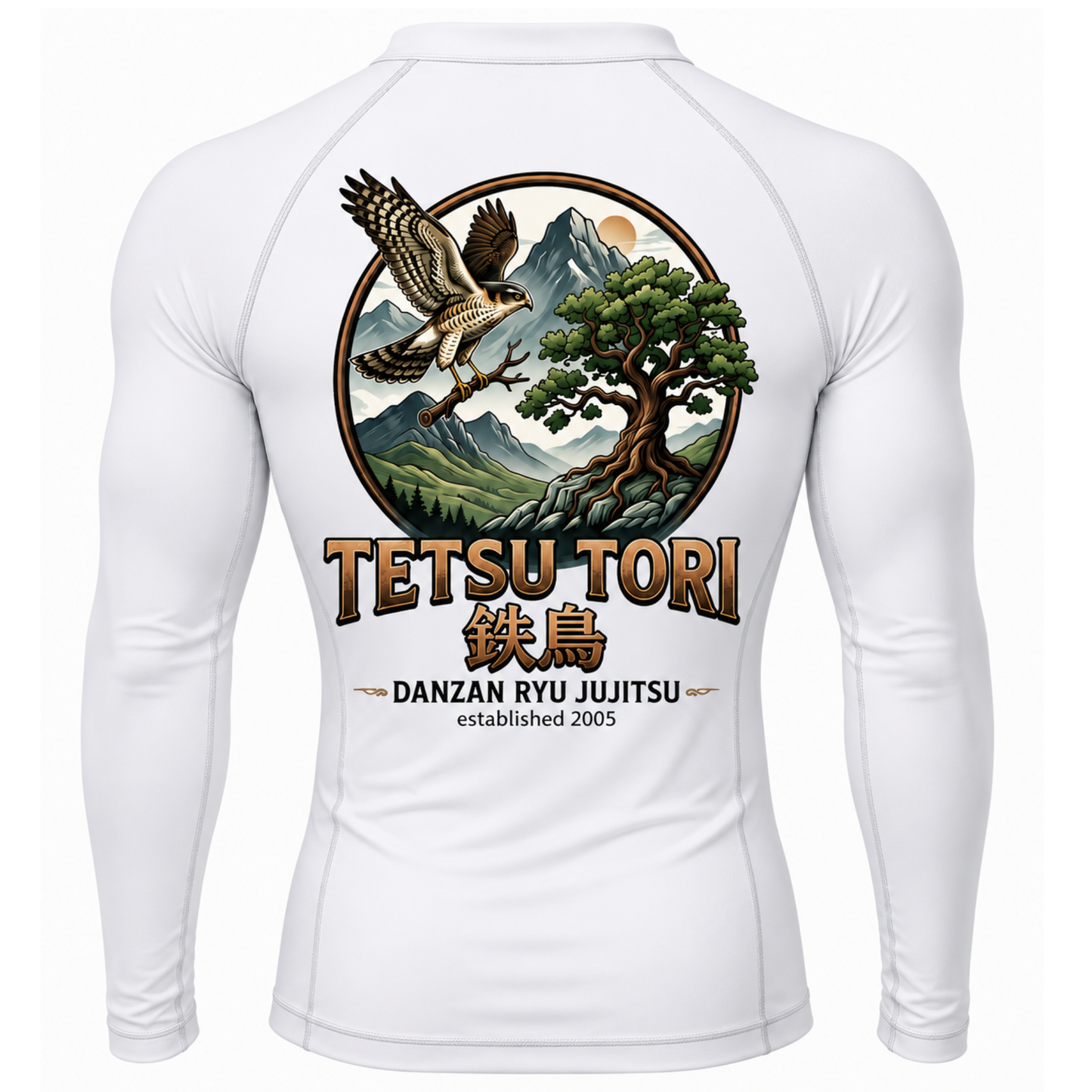 Tetsu Tori Ju-Jitsu - White Long Sleeved Compression Top (All Sizes & Designs)