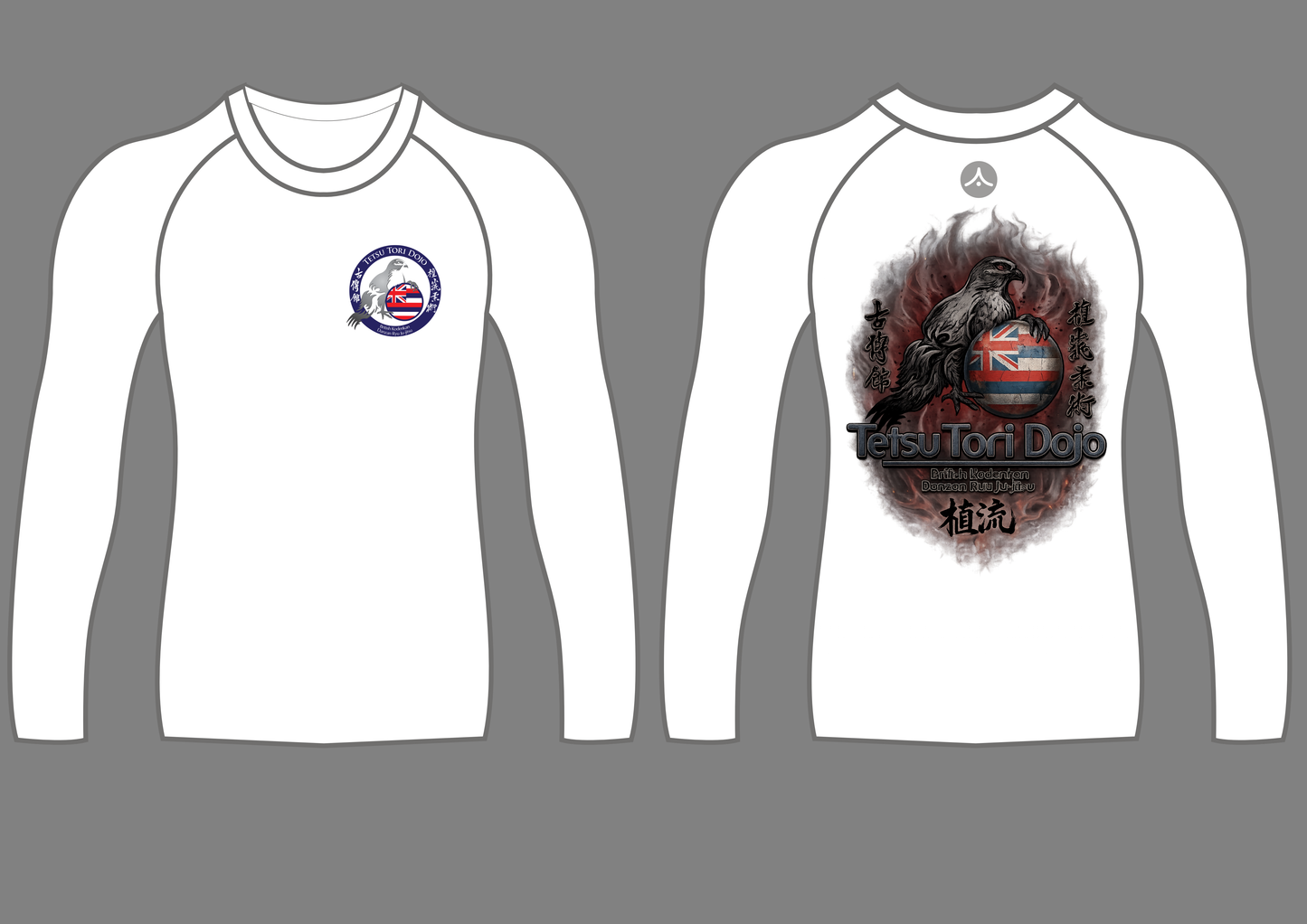 Tetsu Tori Ju-Jitsu - White Long Sleeved Compression Top (All Sizes & Designs)