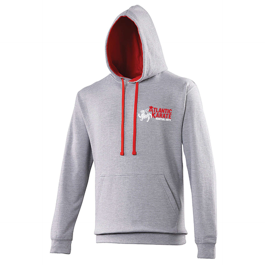 Atlantic Karate - 2 Tone Heather Grey & Red Hoodie (All Sizes)