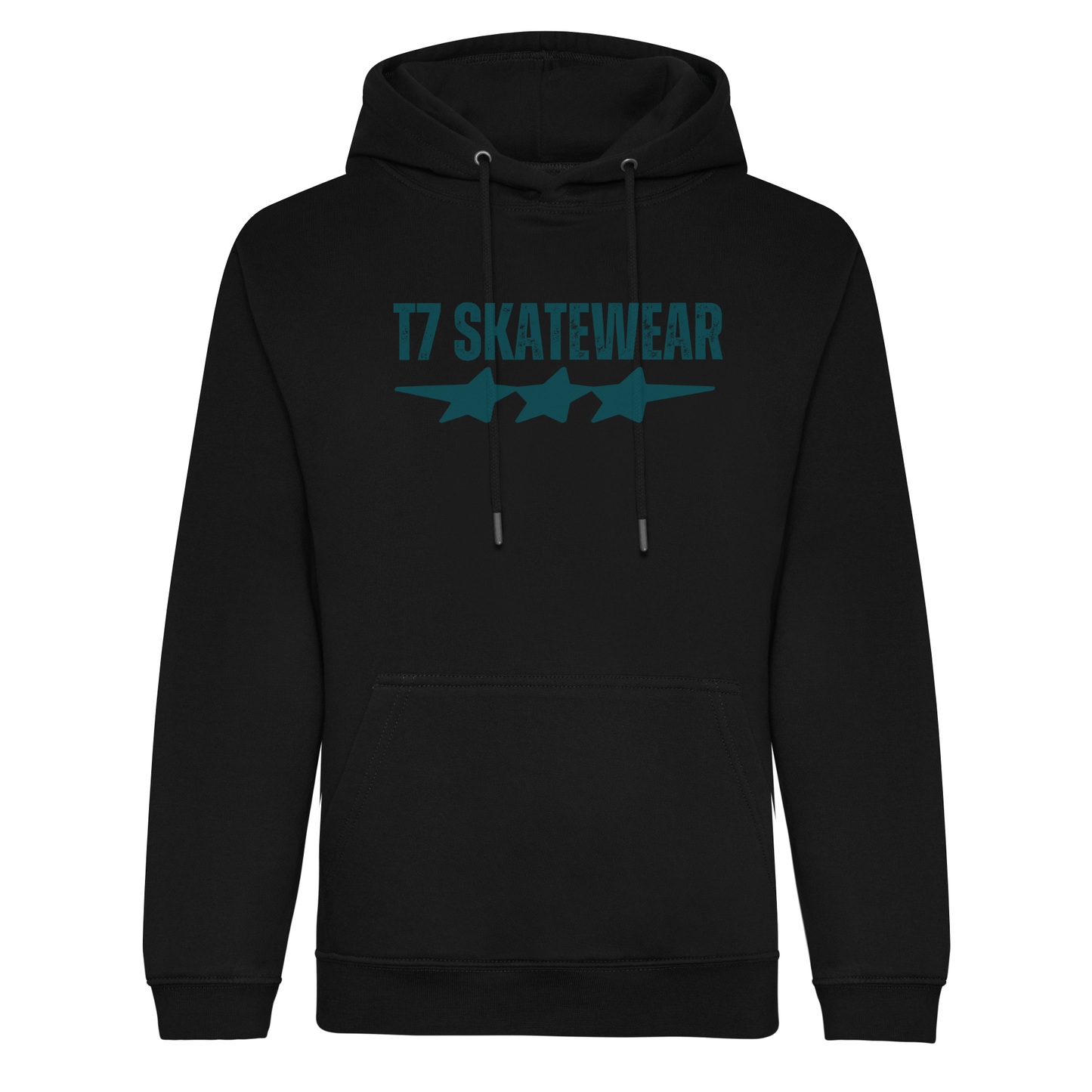 T7 Skatewear - Premium Organic Cotton Black & Blue Pullover Hoodie (All Sizes)