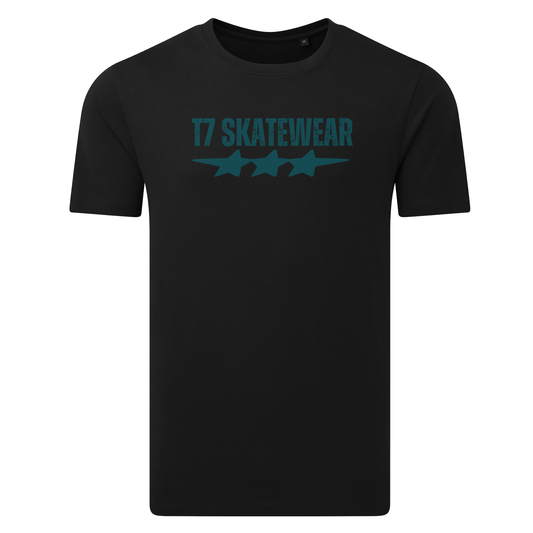 T7 Skatewear - Premium Organic Cotton Black & Blue Tee (All Sizes)