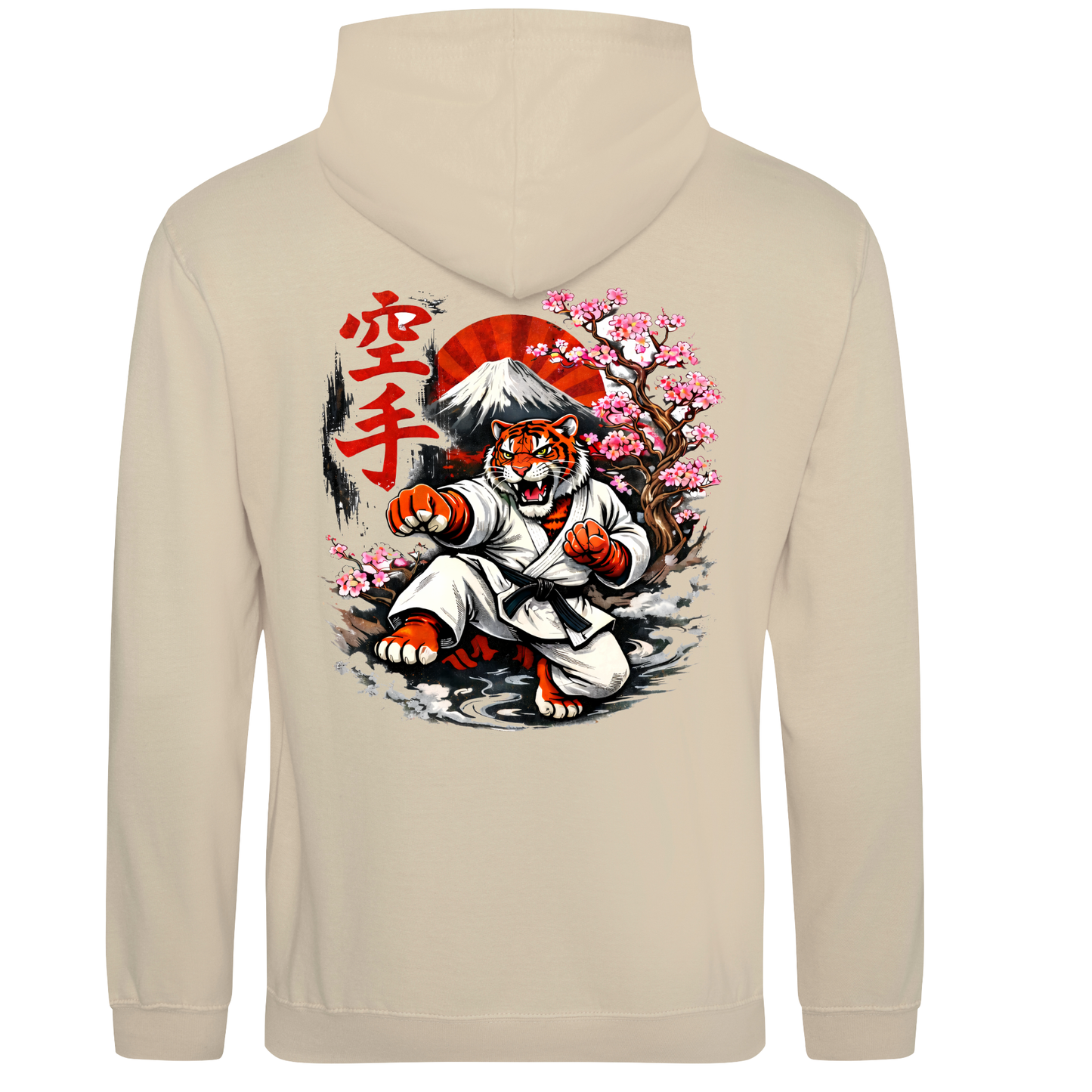 Red Tiger Karate: Kicking Tiger - Pullover Hoodie (Adult) - Sand