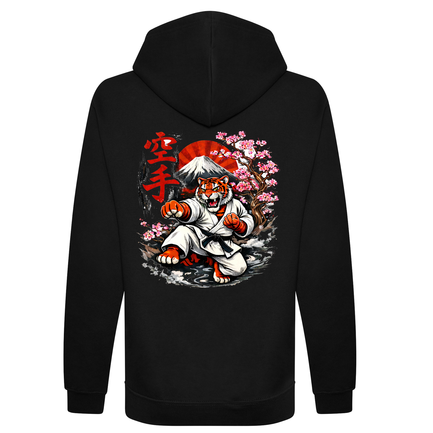Red Tiger Karate - Kicking Tiger: Full Zip Hoodie (All Sizes) - Black