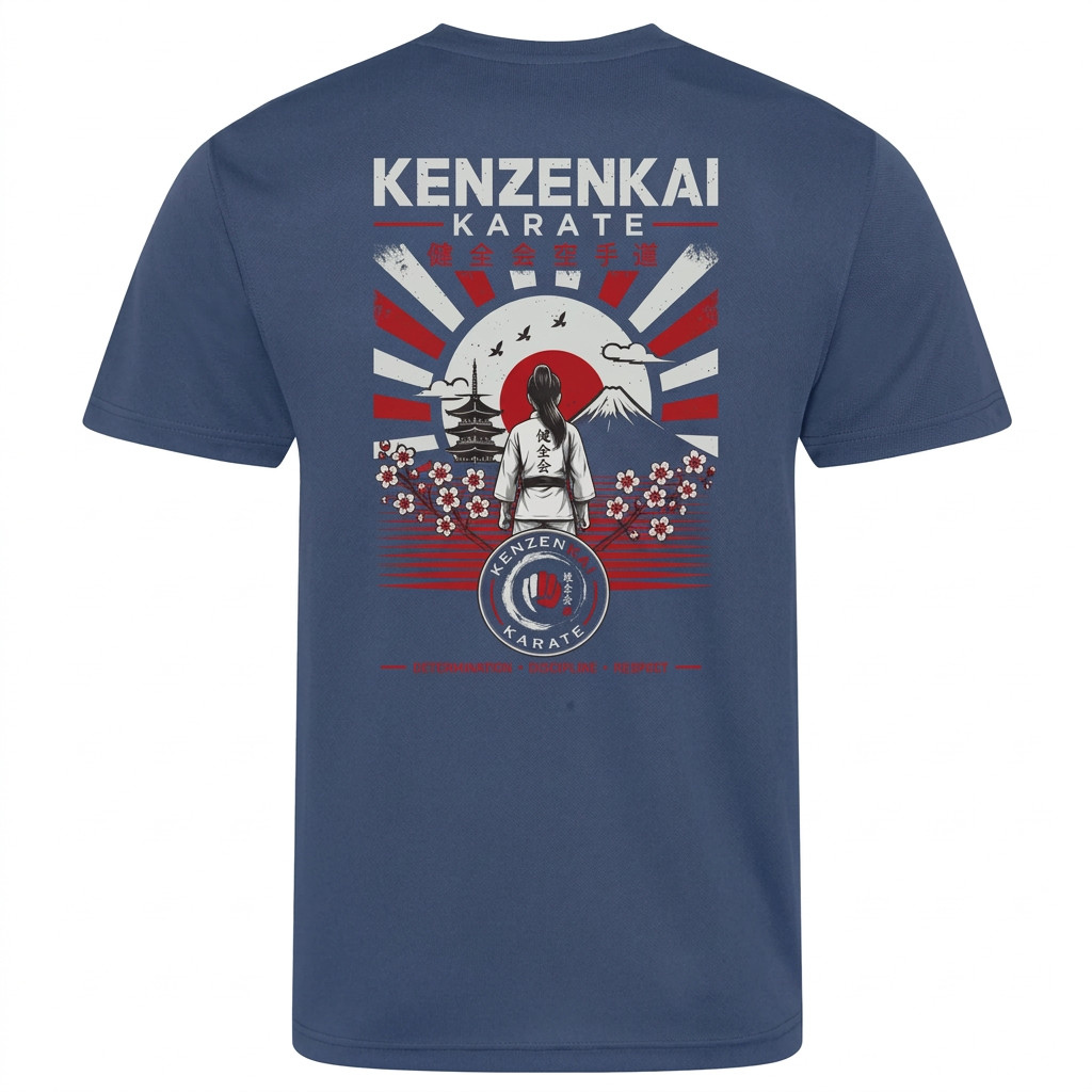Light navy Kenzenkai tech tee female-design back