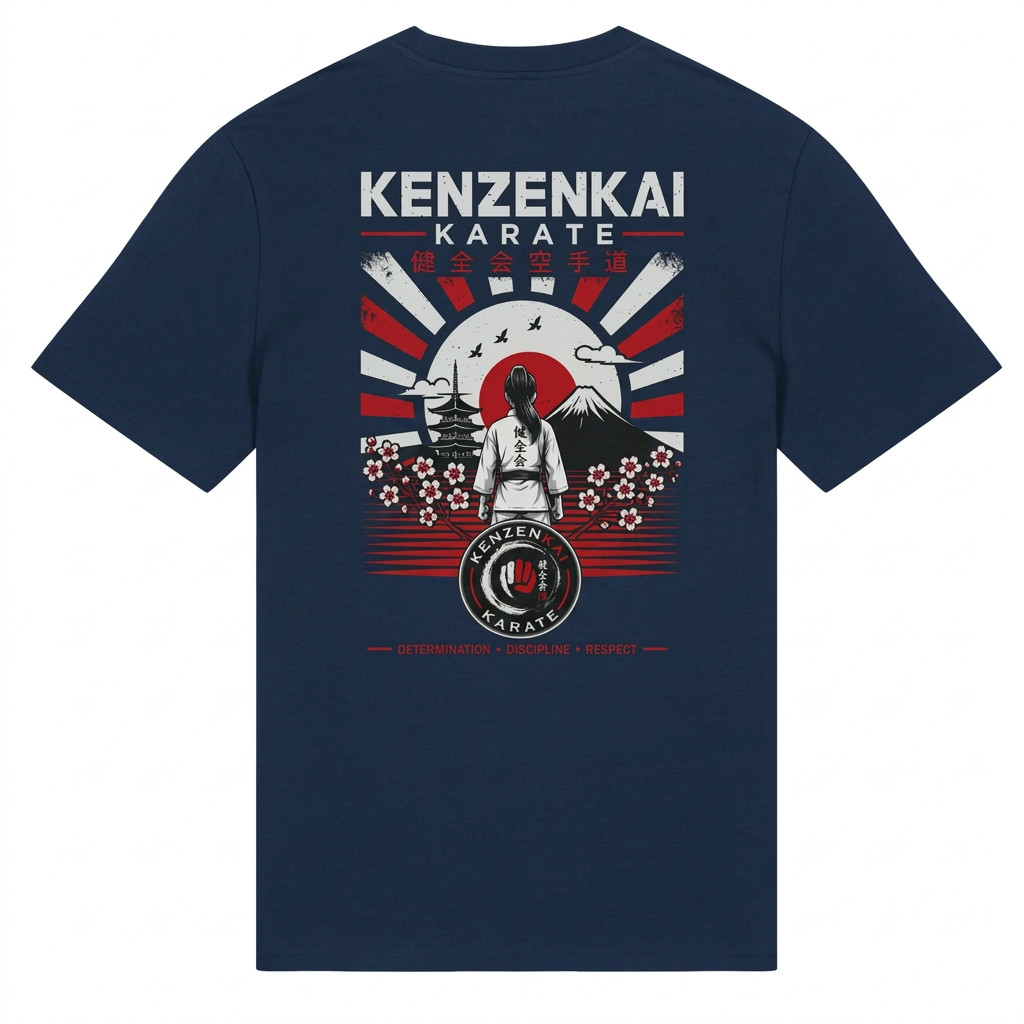 Navy Kenzenkai cotton tee female-design back