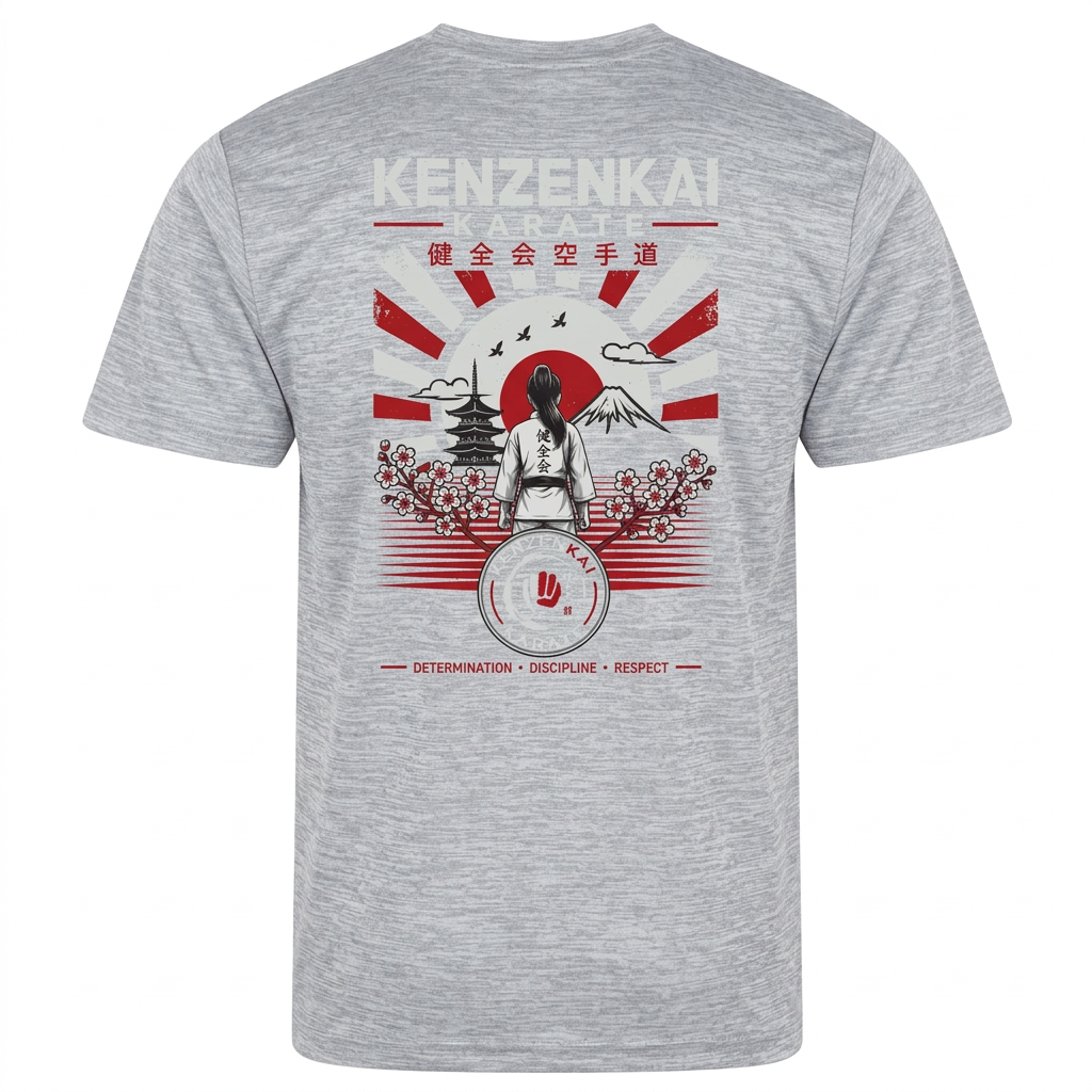 Silver melange Kenzenkai tech tee female-design back